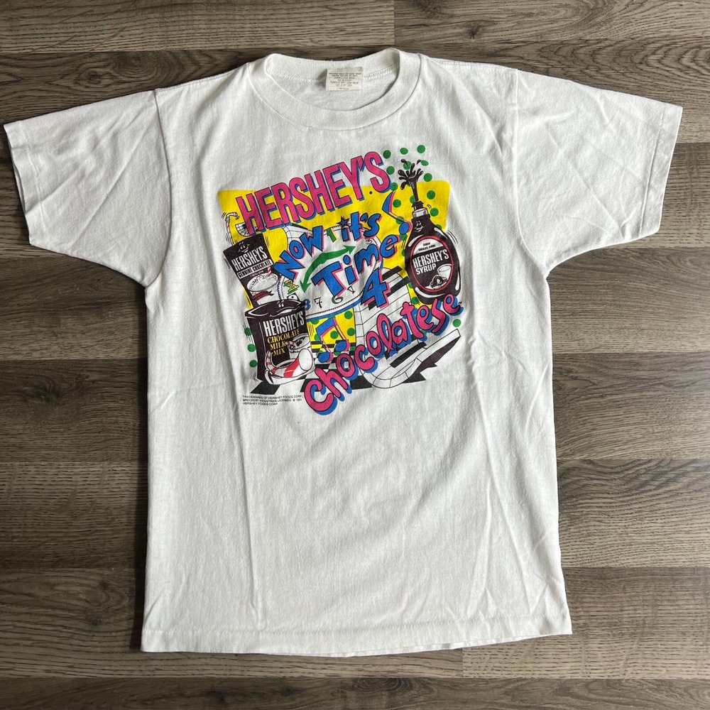 VTG Hersheys Syrup T Shirt Youth Large 1991 Now Its Time‎ 4 Chocolatese Mix USA